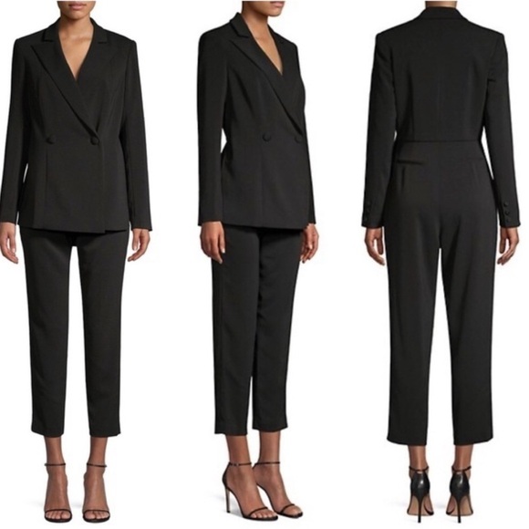 Jay Godfrey Conway Cropped Tuxedo One Piece Jumpsuit - Picture 1 of 11